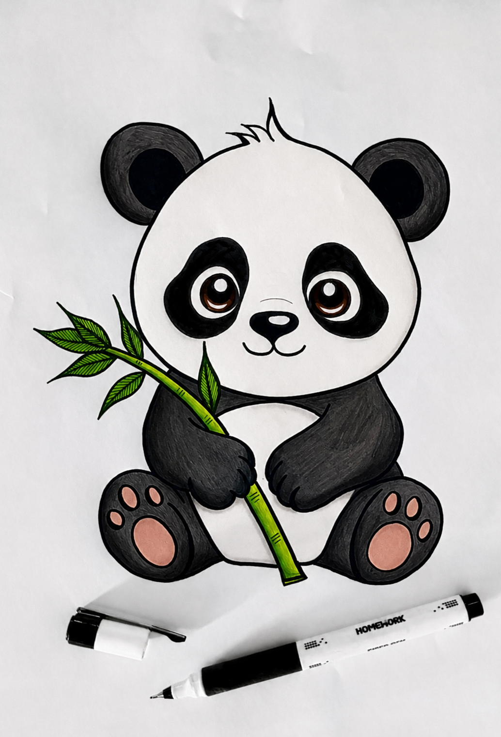 Panda plakat med farve eller sort hvid