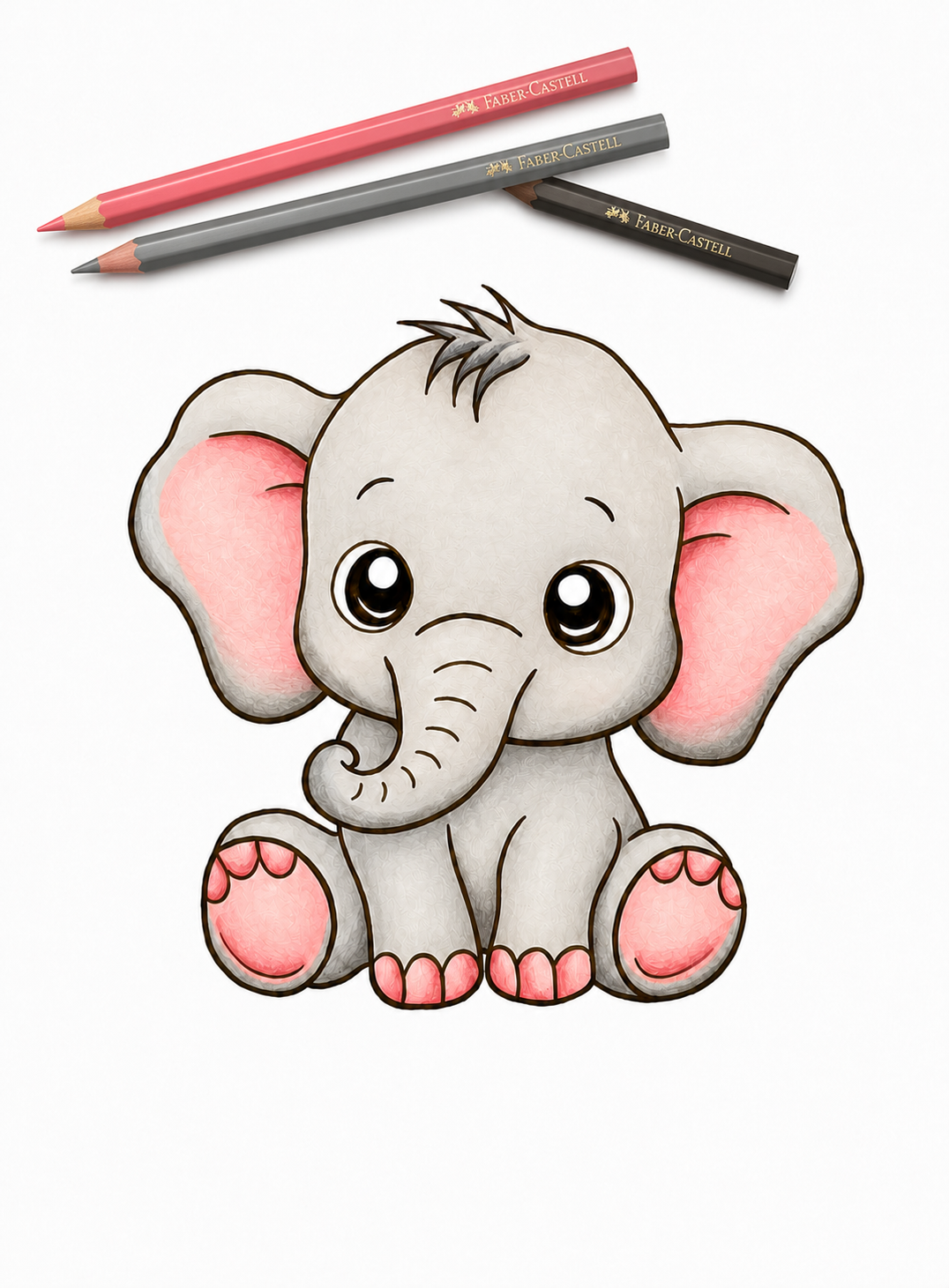 Elefant plakat med farve eller sort hvid