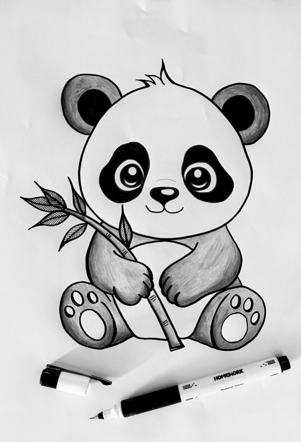 Panda plakat med farve eller sort hvid
