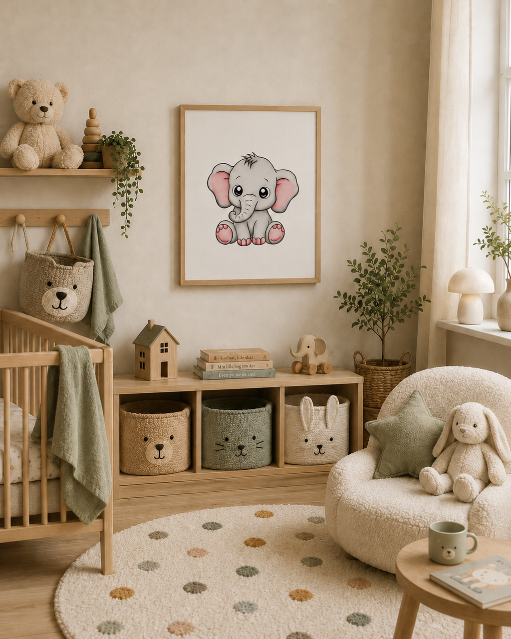Elefant plakat med farve eller sort hvid