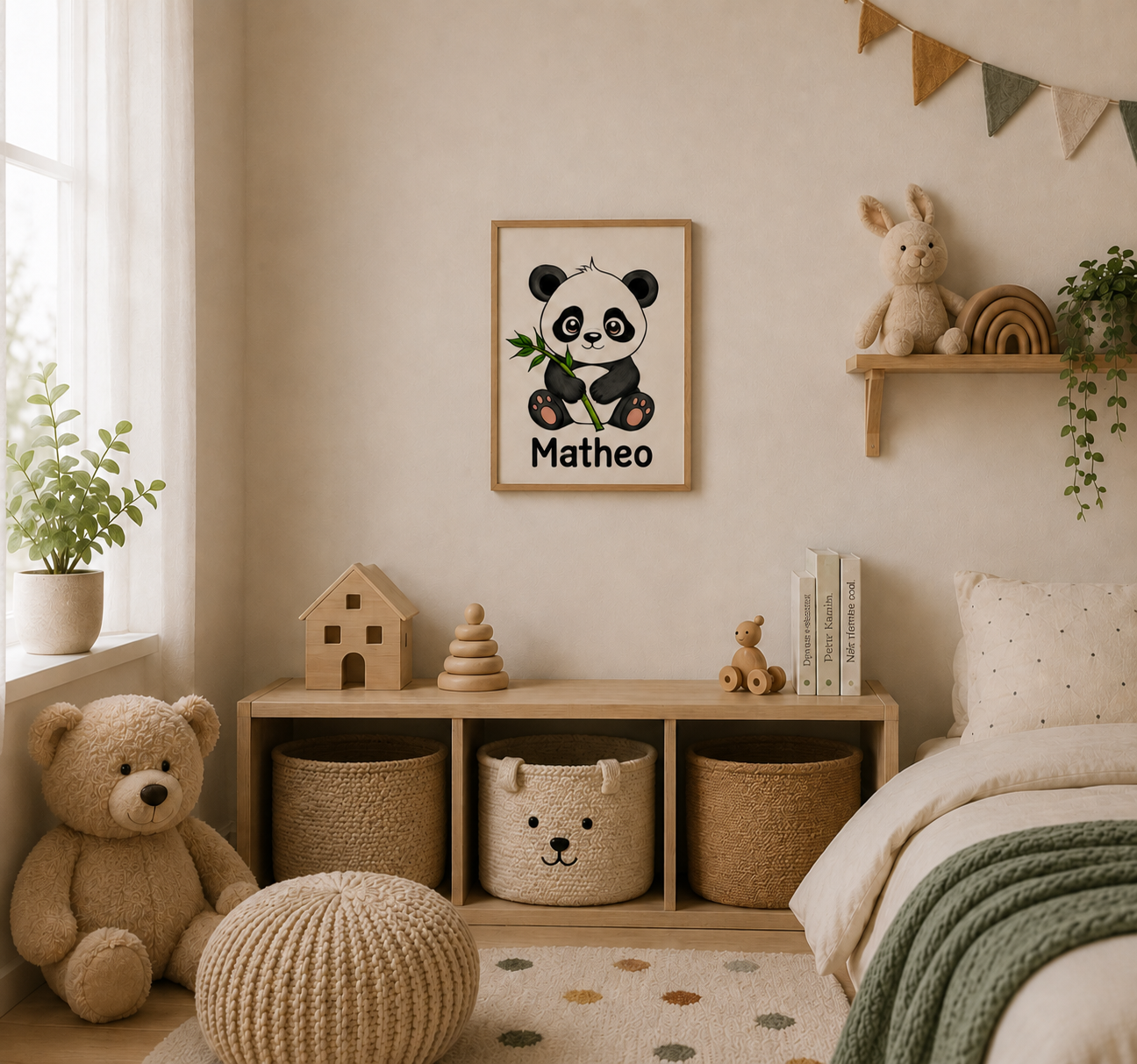 Panda plakat med farve eller sort hvid