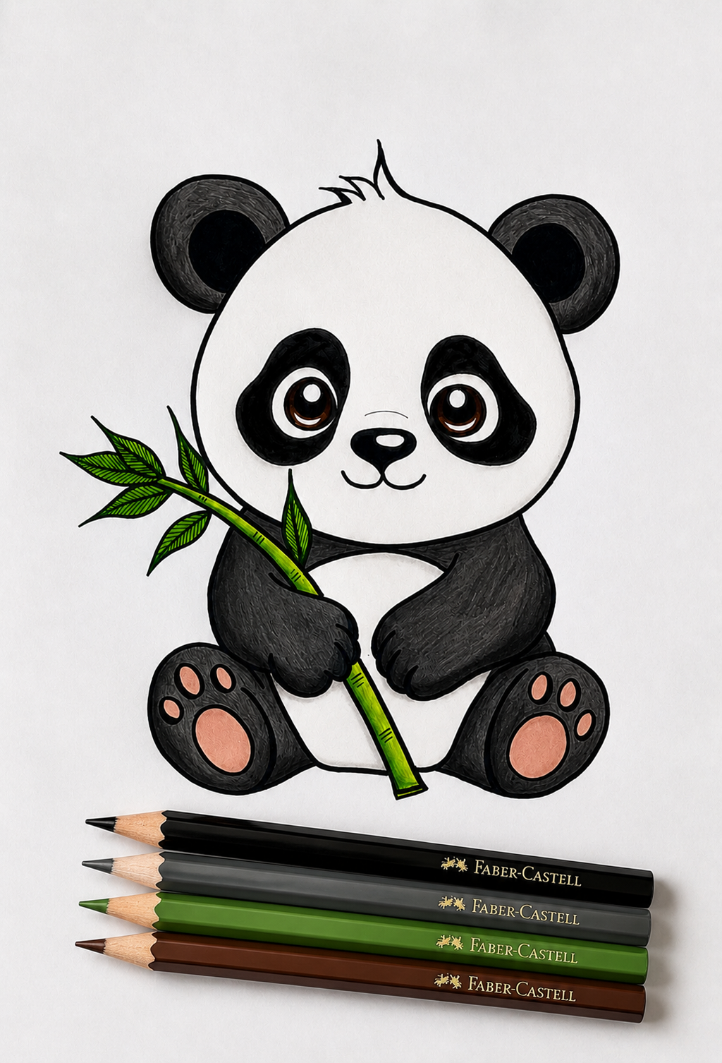 Panda plakat med farve eller sort hvid