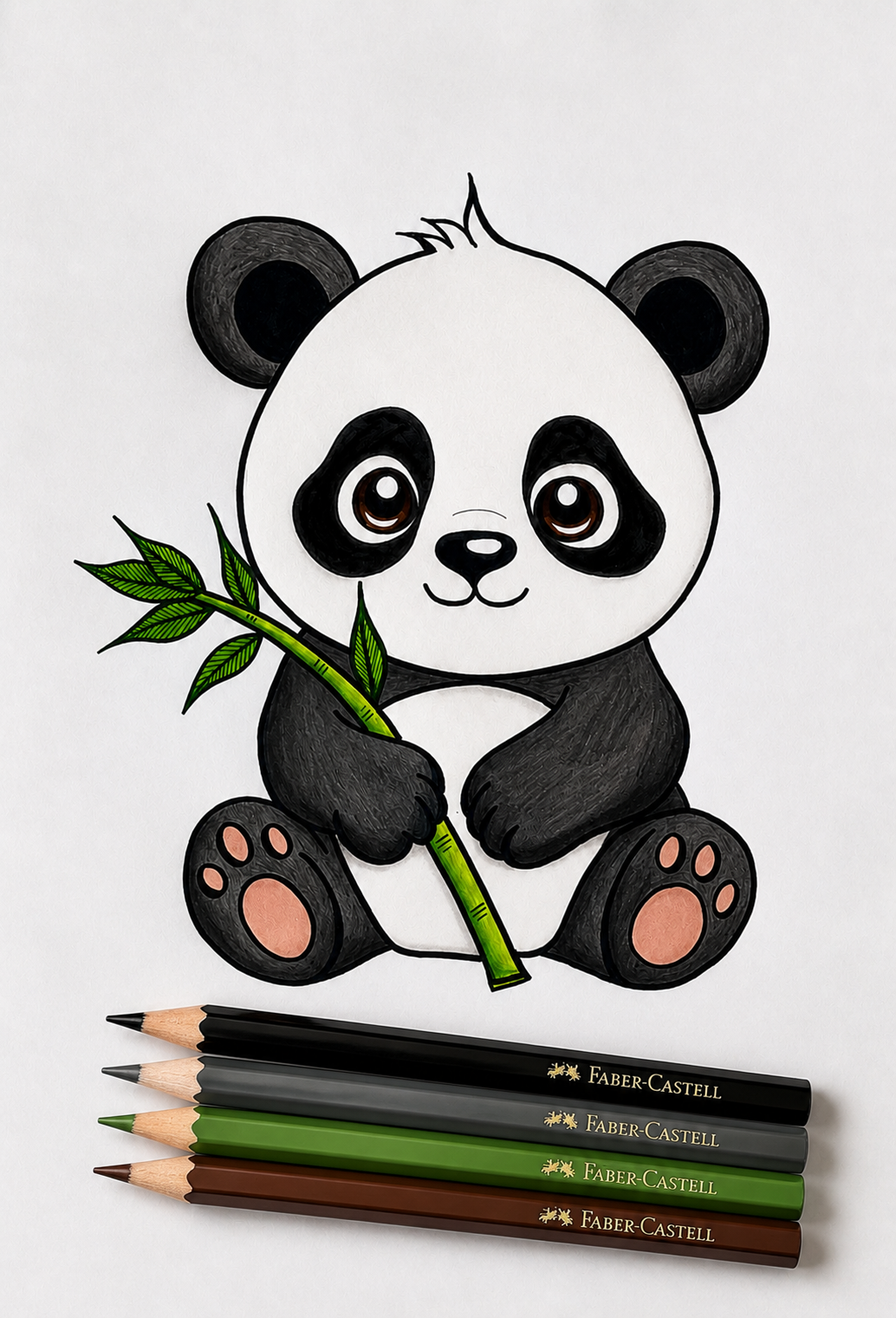 Panda plakat med farve eller sort hvid